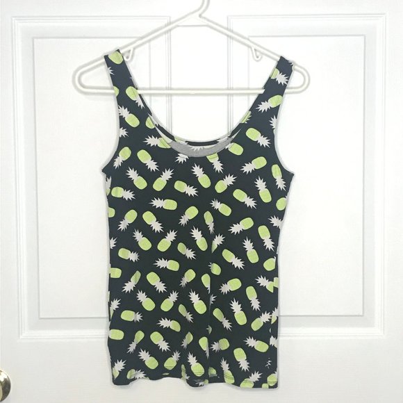H&M Divided. Black and Lime Green Pineapple Tank - Picture 1 of 3